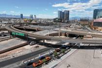 Work continues on the Interstate 15 at Tropicana Avenue in Las Vegas Tuesday, April 29, 2025, i ...