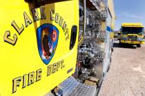 Clark County Fire Department responded after a tree in the center median of South Las Vegas Bou ...